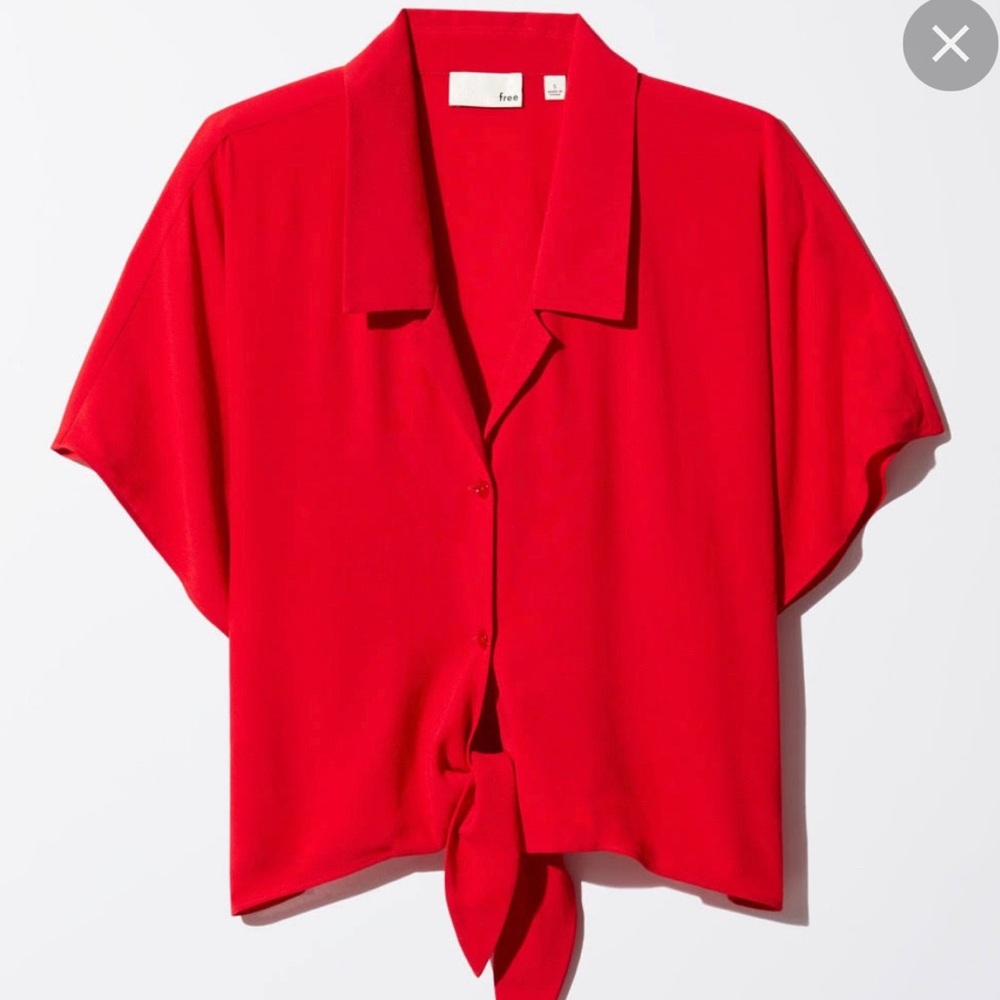 WITH TAGS: Wilfred Free Tie Front Blouse - Reddish